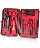 OWill Manicure Set  18pcs Nail Clippers Pedicure Kit Nail Care Kit Manicure Professional Tools Gift for Men Women Friends and Parents (Black & Red) Black and Red - Buy Online on GoSupps.com