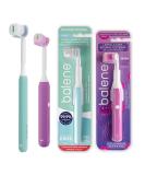 Balene Double-Sided Toothbrush Set for Adults & Kids - Soft Aquamarine & Purple - Perfect for Internal & Exterior Brushing - Buy Online on GoSupps.com