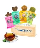 Tea Drops Lightly Sweetened Loose Leaf Gift Box - 8 Drops with Matcha, Rose, Earl Grey, Citrus Ginger & Peppermint - Wooden Gift Box - Bagless CafDecaf Tea Assortment - Buy Online on GoSupps.com