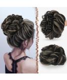 FESHFEN Claw Clip Messy Bun Hair Piece - Curly Wavy Updo Synthetic Chignon Scrunchies for Women | 1PCS in Black, Brown, Blonde - Buy Online on GoSupps.com