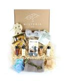 Wisteria Spa Good Vibes Pamper Hamper Gift Set For Women - Brightening Glitter Silver Face Mask Luxury Spa Headband Loofah Collagen Masks Luxurious Toiletries Candles Tea and Jade Roller - Buy Online on GoSupps.com