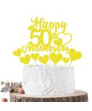 Joyeah Happy 50th Anniversary Cake Topper Decorations Gold Glitter Wedding Anniversary Cake Topper Supplies Party Cake Decor Gold 50th - Buy Online on GoSupps.com