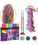 Jim&Gloria Dustless Hair Chalk Set for Girls with Clip-on Colored Hair, Mermaid Brushes, Glitters - Temporary Hair Dye Kit for Kids & Teens | Unique Trendy Gifts for Teenage Girls - Set of 17 - Buy Online on GoSupps.com