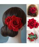 Flower Hair Combs  Rose Flower Bohemia Hairpin Bride Hanfu Costume Hair Decor for Party Wedding Red - Buy Online on GoSupps.com