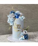 DRWATE Boho Cake Toppers Blue Flower Cake Topper Artificial Rose hydrangea Cake Decorations for Women Girl Lady Birthday Party Wedding Baby Shower Boho Flower Theme Party Supplies (Style 2) - Buy Online on GoSupps.com