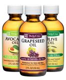 De La Cruz Avocado, Olive & Grapeseed Oil Bundle - 100% Pure & Natural Oils for Hair & Body - Lightweight Collection for Dry Skin - Buy Online on GoSupps.com