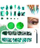 Emerald Green Nail Rhinestones Kit - 60Pcs Big Assorted Gems & Glitters for Nail Art & DIY Crafts - Buy Online on GoSupps.com
