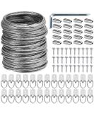 Ouskr 100 Pcs Picture Hanging Wire Kit - Heavy Duty 100ft Wire for Photo, Mirror, Artwork - Includes D Ring Hangers, Screws, Aluminum Sleeves, Screwdriver - Supports up to 30lbs - Buy Online on GoSupps.com