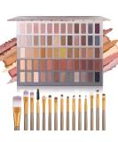 UCANBE Pro 60 Shades Eyeshadow Palette + 15pc Makeup Brushes Set - High Pigmented Naked Nudes, Shimmer, Matte, Metallic Smokey Eye Shadow - Neutral Pallet Kit - Buy Online on GoSupps.com