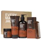 Every Man Jack Men's Aged Bourbon Beard Set - Complete Grooming Essentials: Beard Wash Lotion Oil Butter & Comb - Buy Online on GoSupps.com
