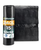 Hinrichs 240L Extra Strong Garbage Bags - 15 Rolls 100x125 cm | Tearproof Recycling LDPE Waste Bags for Garden Household & Construction - Buy Online on GoSupps.com