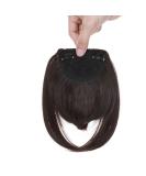 Dark Brown Clip In Bangs Hair Extensions - Thick Straight Fringe, 2 Clips, One Piece Neat Front Full Bangs for Women - Buy Online on GoSupps.com