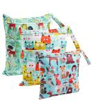 BelleStyle 3 PCS Wet Dry Bag Set | Reusable Waterproof Nappy Bag | Hanging with Two Zippered Pockets | Baby Diaper Travel Beach Pool Daycare Gym Bag - Green - Buy Online on GoSupps.com
