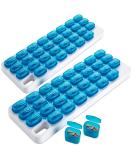 Monthly Pill Organizer - Pack of 2 | 31 Day Medication Holder with Removable Pods | Portable Pill Case for Daily Vitamins & Travel - Blue - Buy Online on GoSupps.com