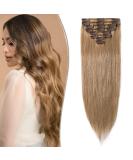 SEGO Clip In Extensions | Real Remy Hair | Heat Resistant Straight Honey Blonde #27 | 10 (25cm) - 50g - Buy Online on GoSupps.com