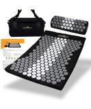 LyfeFocus Acupressure Mat & Pillow Set with Travel Bag - Black & Grey/White - Pain Relief for Back, Neck & Shoulders - Muscle Tension & Stress Relief - Buy Online on GoSupps.com