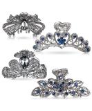 Vintage Flower Metal Hair Clips Set - Non-Slip Rhinestone Barrettes for Women and Girls - Buy Online on GoSupps.com