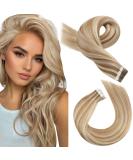 Shop Moresoo Real Hair Tape-In Extensions - 50cm 20pcs Remy Medium Brown & Platinum Blonde | International Shipping - Buy Online on GoSupps.com