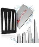 Buy Neumann Stainless Steel Tweezers Set for Eyebrow & Hair Removal - Sloping Pointed Tweezers & Storage Box - International Shipping Available - Buy Online on GoSupps.com