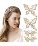 OIIKI 4PCS Butterfly Hair Clips | Pearl Rhinestones Hair Pins | Gold Hair Barrettes for Women, Girls, Brides - Buy Online on GoSupps.com