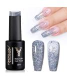 YOKE FELLOW Glitter Gel Nail Polish 10ML - Sparkly Holographic Soak Off UV LED Cured - Silver | Perfect Lady Gift - Buy Online on GoSupps.com