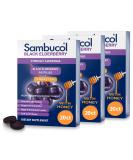 Sambucol Black Elderberry Throat Lozenge with Honey, Vitamin C & Zinc - 3-Pack (60 Pastilles) | Soothes Sore Throat, Supports Immunity - Buy Online on GoSupps.com