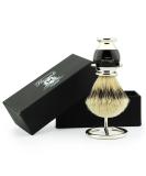 Haryali London Modern Black Silver Tip Badger Hair Shaving Brush with Brush Holder 1 Count (Pack of 1) - Buy Online on GoSupps.com