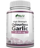 Odourless Garlic Capsules 25,000mg - 240 Softgels - High Strength Supplement with Allicin - 8 Month Supply - Buy Online on GoSupps.com