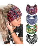 Headband women wide elastic soft boho hair bands leopard print hairdress yoga sport hair band multi-colored hair ripe women (k) set-4 - Buy Online on GoSupps.com