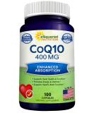 Max Strength CoQ10 (400mg) - High Absorption Ubiquinone Supplement for Healthy Blood Pressure - 100 Veggie Capsules - Buy Online on GoSupps.com