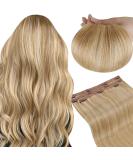 Runature Remy Clip Hair Extensions - 35cm Real Hair Highlights in Blond #16P24 - 3 Pieces 50g Invisible Clip-In Extensions - Buy Online on GoSupps.com