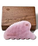 Rena Chris Gua Sha Facial Tool Rose Quartz Stone for Face Lifting & Body Massage | Exquisite Wooden Box Included - Buy Online on GoSupps.com