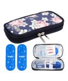 Youshares Insulin Cooling Bag - Red Flower on Black | Small Diabetes Case with 2 Nylon Cooling Packs for Safe & Cold Medication Storage - Buy Online on GoSupps.com