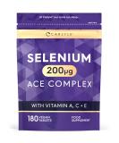Selenium ACE 200mcg | with Vitamin A C and E | 180 Vegan Tablets | High Strength Selenium Supplement | Essential Trace Mineral | Carlyle - Buy Online on GoSupps.com