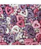Glimmer Hearts Mixed Sprinkles - 35g of Pink Purple Silver & White Cake Toppers Decorations Pearls 100s 1000s Mini Balls Nonpareils Strands Hearts - Buy Online on GoSupps.com