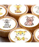 Jungle Baby Animals 24 edible PRE CUT wafer paper cupcake toppers - Buy Online on GoSupps.com