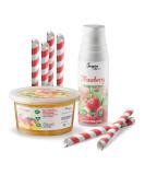 Inspire Bubble Tea Pearl Set - 450g Mango Popping Boba & 300ml Strawberry Syrup | 100% Vegetarian Gluten-Free No Artificial Dyes - Buy Online on GoSupps.com