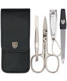 Three swords - 4 pcs.Nail care set 'Capri' |High quality nailetui for manicure and pedicure.Color: Black Leather |Contents: nail scissors nail clippers tweezers sapphire nail files black / synthetic leather - Buy Online on GoSupps.com
