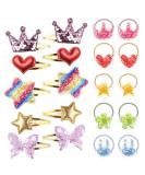 20-Piece Hair Accessories Set for Girls - Hair Clips Hair Ties & Glitter Clips for Women & Children | Style 1 - Buy Online on GoSupps.com