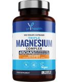 Vegan Magnesium Supplements with Zinc | 180 Capsules Triple Magnesium Complex | Vitamin D, B6 & Copper | Vegan Society Registered | Made in The UK - Buy Online on GoSupps.com