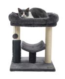 HOOPET Cat Tree Tower with Cozy Perch, Scratching Post, Self Groomer, and Dangling Ball - Smoky Gray - Buy Online on GoSupps.com