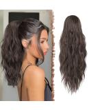FESHFEN 18 Medium Brown Curly Wavy Ponytail Extension - Synthetic Drawstring Hairpiece for Women - Buy Online on GoSupps.com