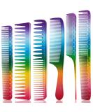 6-Piece Rainbow Hair Cutting Comb Set - Salon Quality Rat Tail and Teasing Combs for All Hair Types - Perfect Christmas Gift - Buy Online on GoSupps.com
