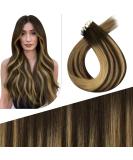 FSHINE Intact Hair Tape Extensions 35cm - 10 Piece Virgin Real Hair Dark Brown to Caramel Blonde Highlights Natural Look for Women - 20g Band In Hair #BM 5 - Buy Online on GoSupps.com