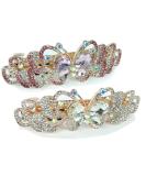 Jeweled Butterfly Hair Clips - Set of 2 Rhinestone Barrettes - Pink and Clear Crystals - Gold Tone - 3.5W x 1.25H - Buy Online on GoSupps.com