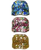 Crystal Flower Hair Holder Ponytail Barrettes Set of 3 - Blue, Rose, Brown | JCGY YY86900-5-3 - Buy Online on GoSupps.com