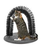 FiNeWaY Cat Scratch Arch Kitten Massaging Scratching Scratcher Pet Arch Self Grooming Groomer Shedding Soft De- shedding Bristles Play Post Sisal Nip With Catnip - No More Hair Balls And Shedding Grey - Buy Online on GoSupps.com