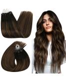 Ugeat Brown Microring Extensions - Real Hair Balayage Ombre Darkest Brown to Light Brown - 60cm 50g (50 Strands) #2/6/2 - Buy Online on GoSupps.com