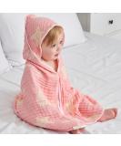 HardNok Bamboo Muslin Baby Towel Hooded 32x32 Inches - Silk Soft and Comfortable 6 Layer Large Bath Towel for Boys Girls - Ocean Pink - Buy Online on GoSupps.com