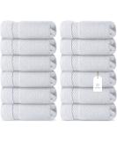 White Classic Luxury Cotton Washcloths - 12 Pack - Hotel Spa Face Towel - Buy Online on GoSupps.com